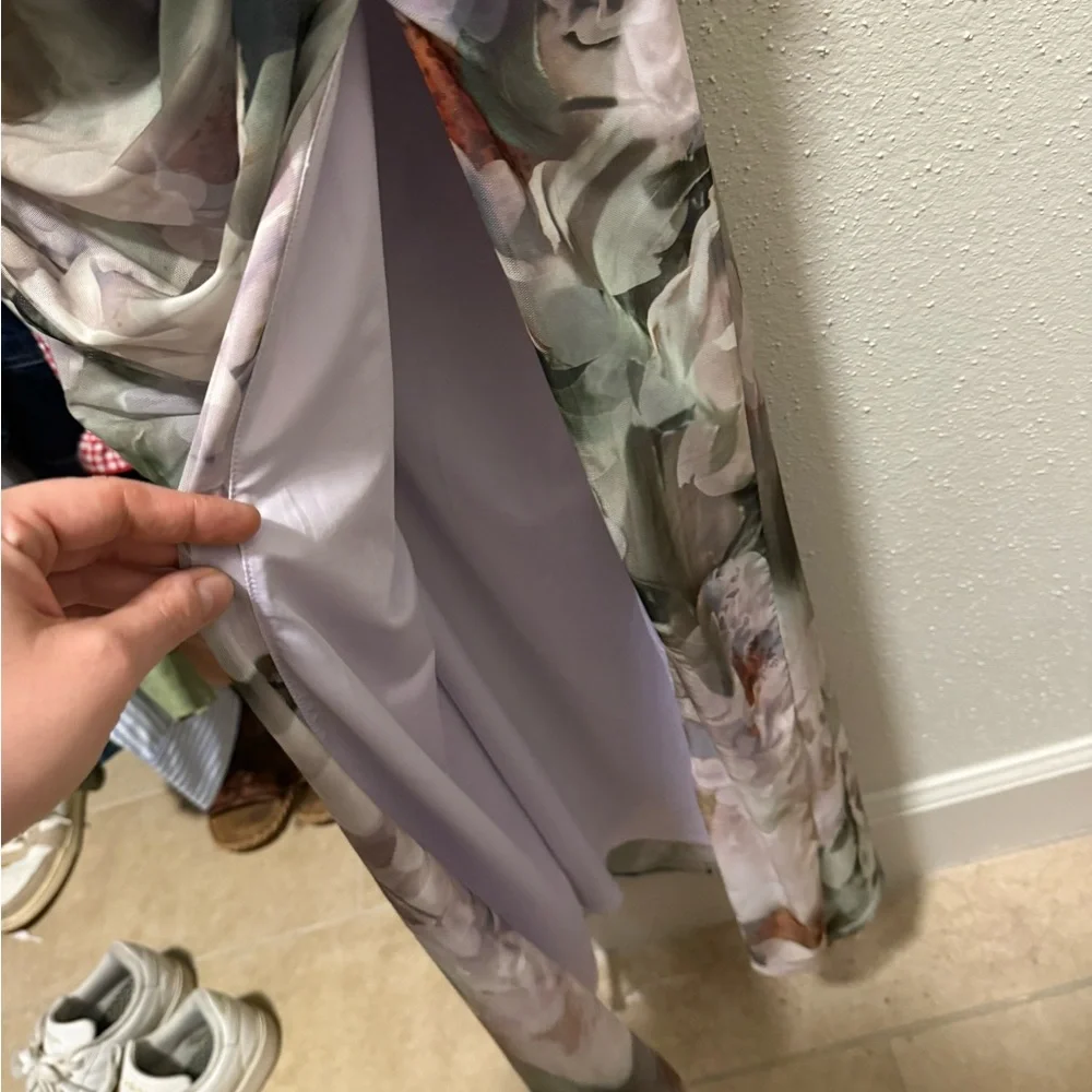 Abercrombie & Fitch Elegant White and Green Floral Dress